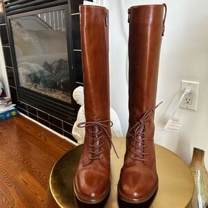 Patricia Nash Tan Lace-Up Knee-High Boots